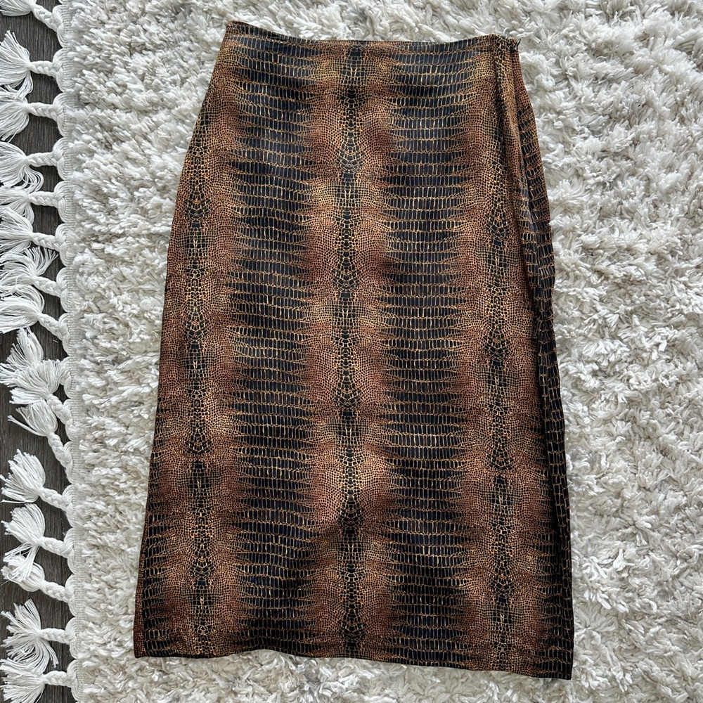 Python Animal Print Midi Skirt Size 4 - image 3